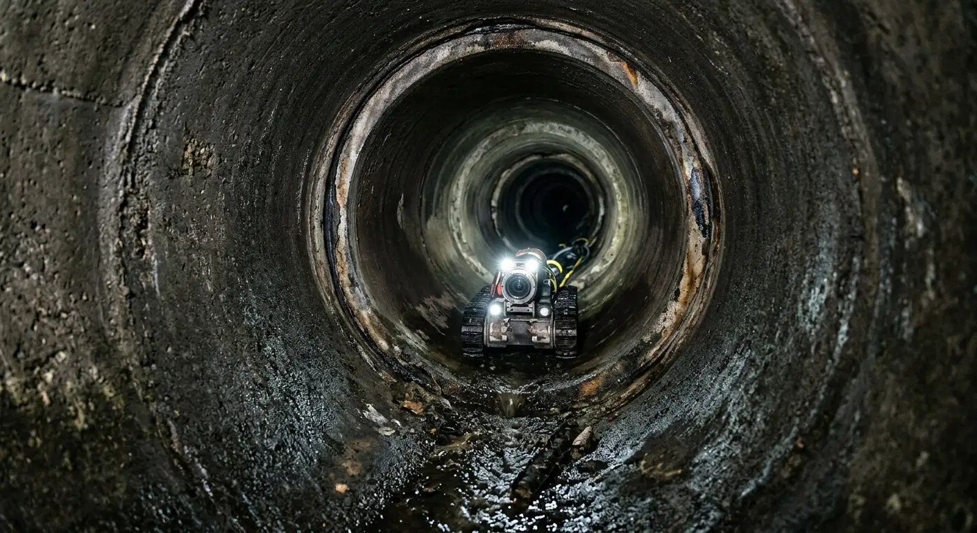 Robotic sewer camera inspecting pipe interior for Sewer Line Repair in Centerville